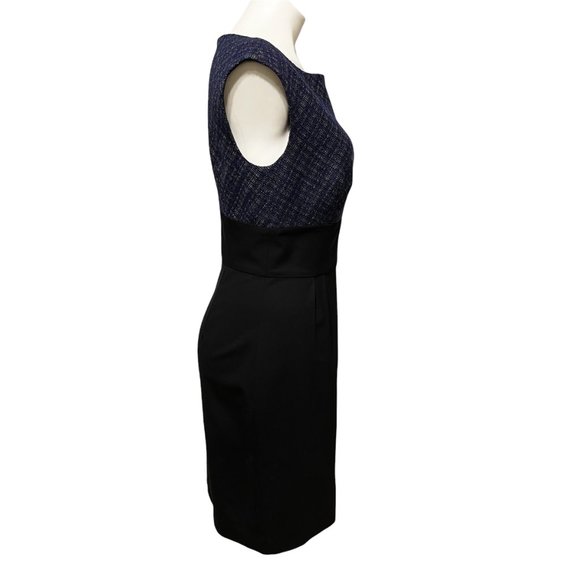 Trina Turk Black Sleeveless Sheath Dress Purple Tweed Bodice Wool Blend … - Picture 3 of 6